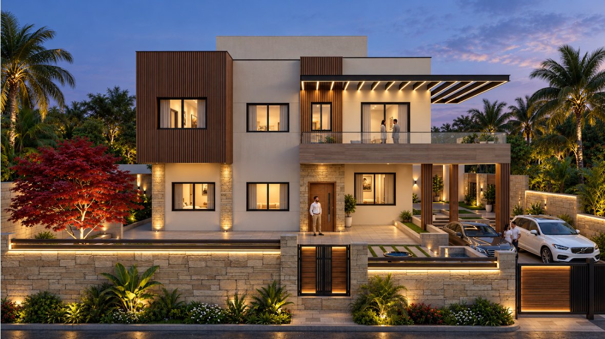 Private residence in Hyderabad — garden elevation