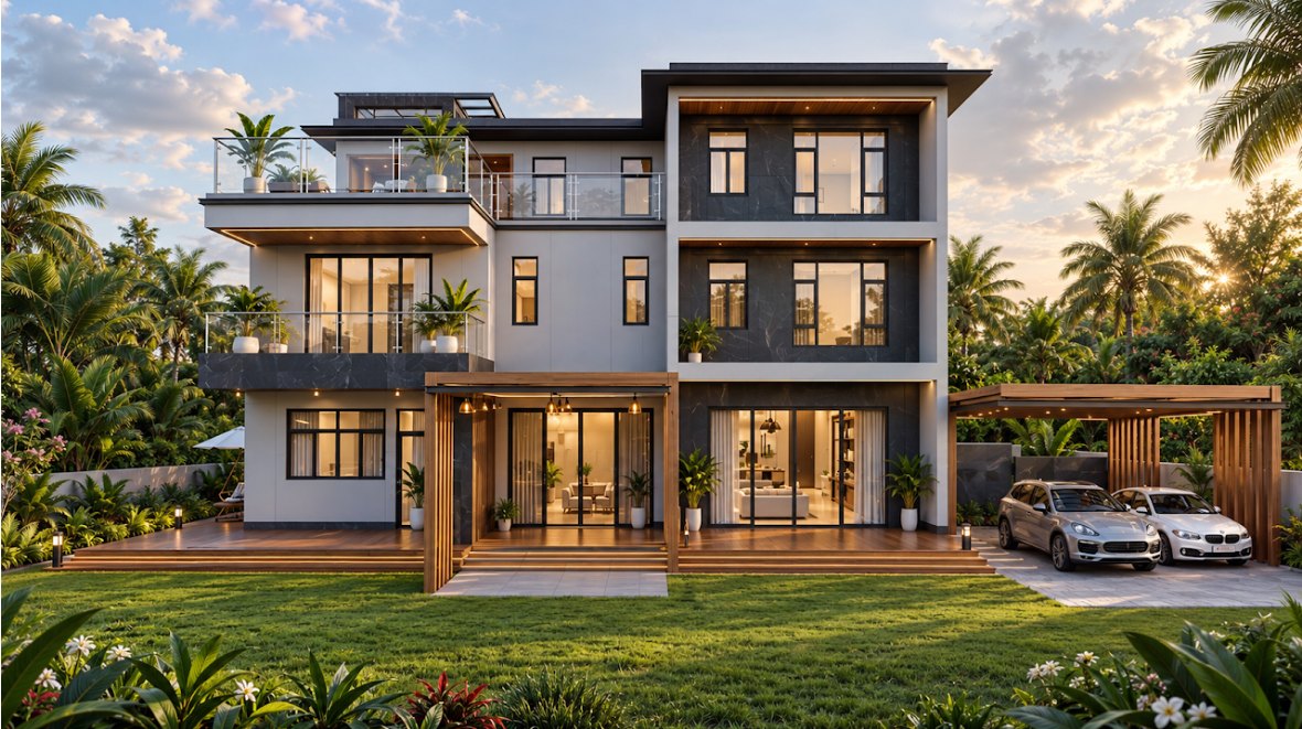 Shoeb Malik Residence — evening visualization